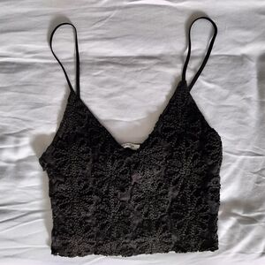 ZARA Black Embellished Crop Camisole Size S: Small, Black